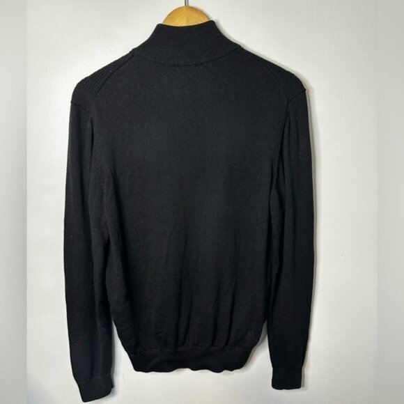 Hugo Boss Men's Ofilato Black Ribbed Knit Virgin Half Zip Sweater Size S - Picture 3 of 8